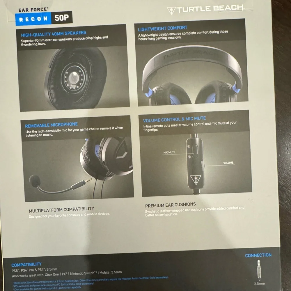 NEW IN BOX Turtle Beach Recon 50P Wired Gaming Headset - Black and Blue